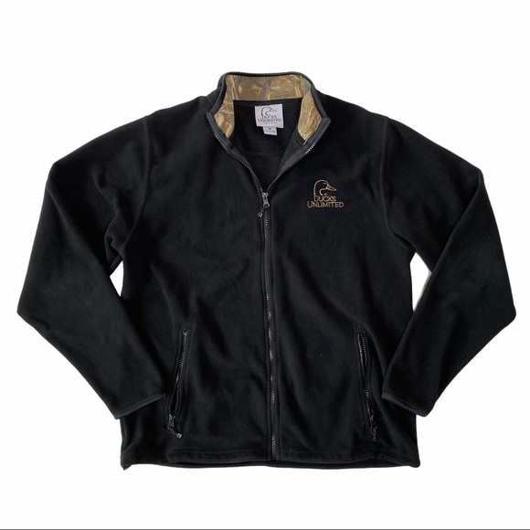 Ducks Unlimited Full Zip Fleece Jacket Black Camo - Picture 1 of 5